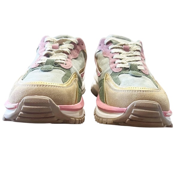 Blowfish Suede Sneakers Women’s 10 Chunky Pink Green Retro Metallic Platform - Picture 9 of 13